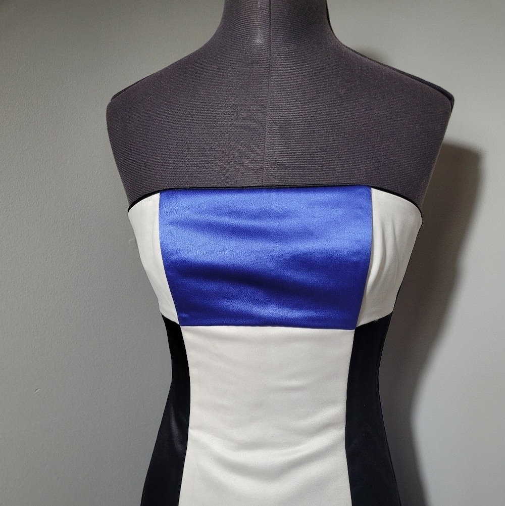 SZ3 Jessica McClintock Gunne Sax Strapless Corset Colorblock Satin Maxi Gown - Picture 3 of 9